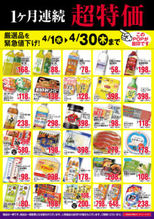 【4月】1ヶ月連続超特価